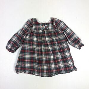 Baby Gap Dress Girls Sz 12-18m Plaid Christmas Embroidered Casual